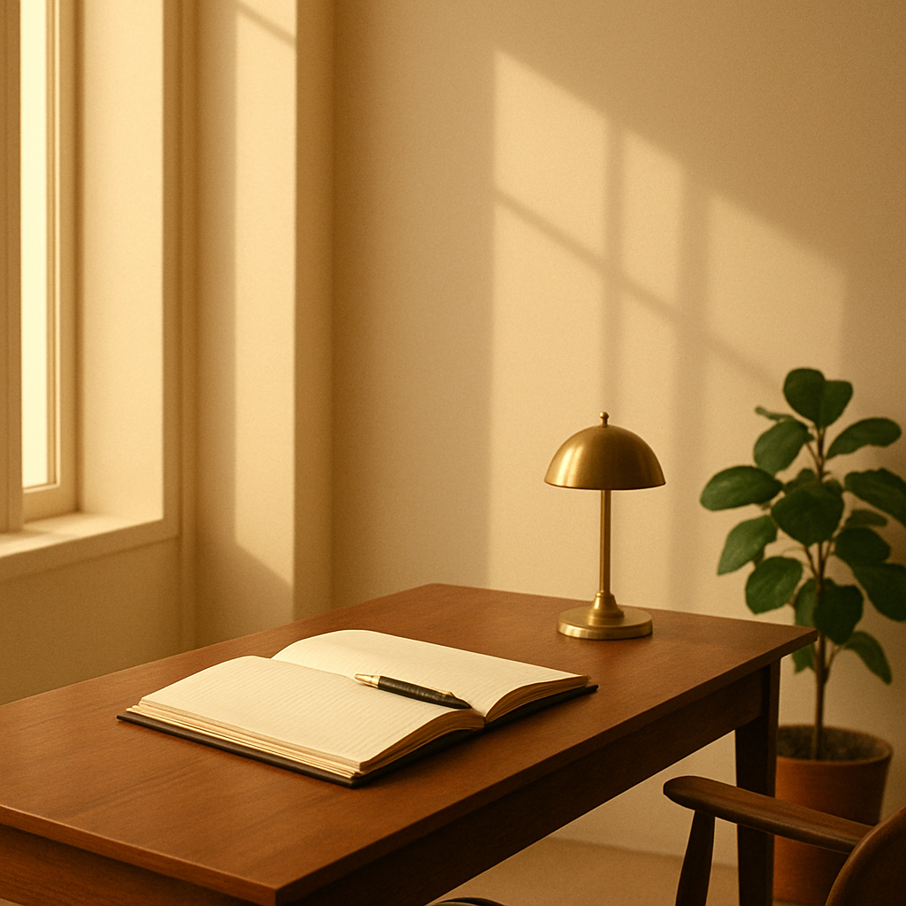 A quiet, sunlit corner of the Halden & Vance practice